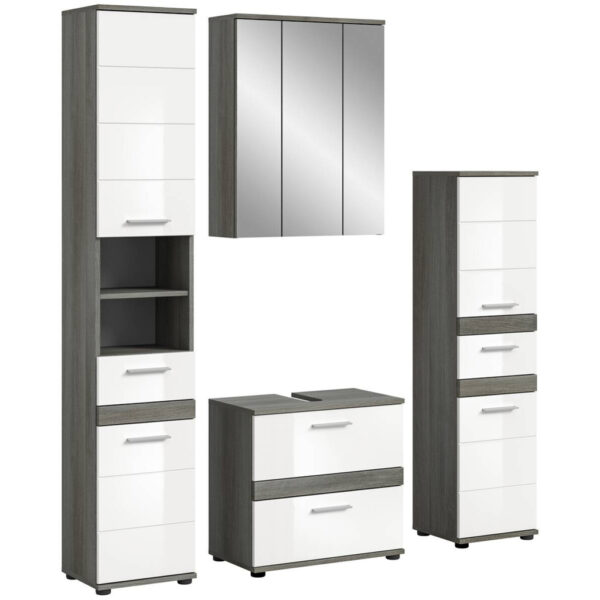 Badezimmer-Set BLAKE
Rauchsilber Nachbildung weiß Hochglanz B/H/T: ca. 160x191x34 cm