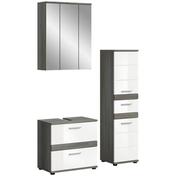 4066432017838 Badezimmer-Set BLAKE
Rauchsilber Nachbildung weiß Hochglanz B/H/T: ca. 110x191x34 cm