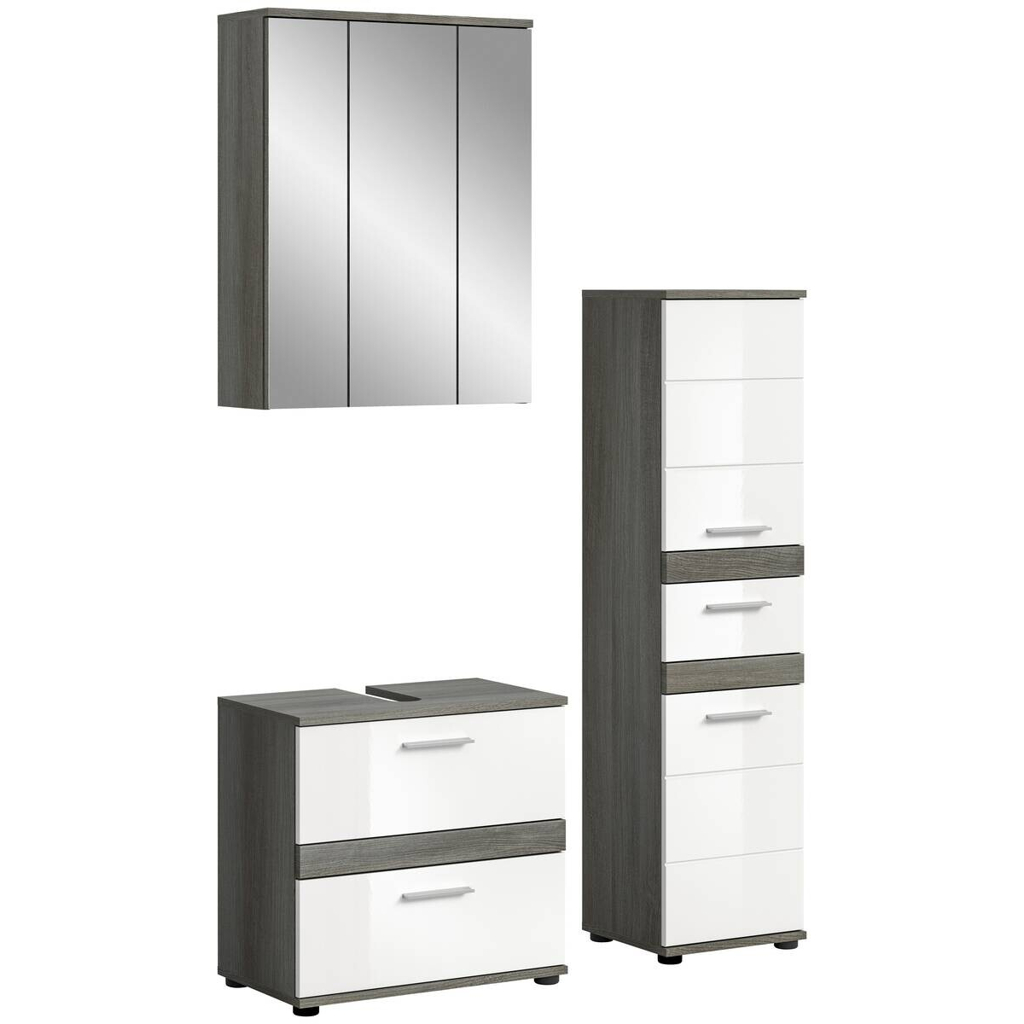 Badezimmer-Set BLAKE
Rauchsilber Nachbildung weiß Hochglanz B/H/T: ca. 110x191x34 cm