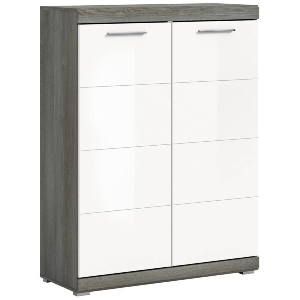 xonox.home Schuhschrank SCOUT Rauchsilber Nachbildung weiß Hochglanz B/H/T: ca. 90x120x37 cm