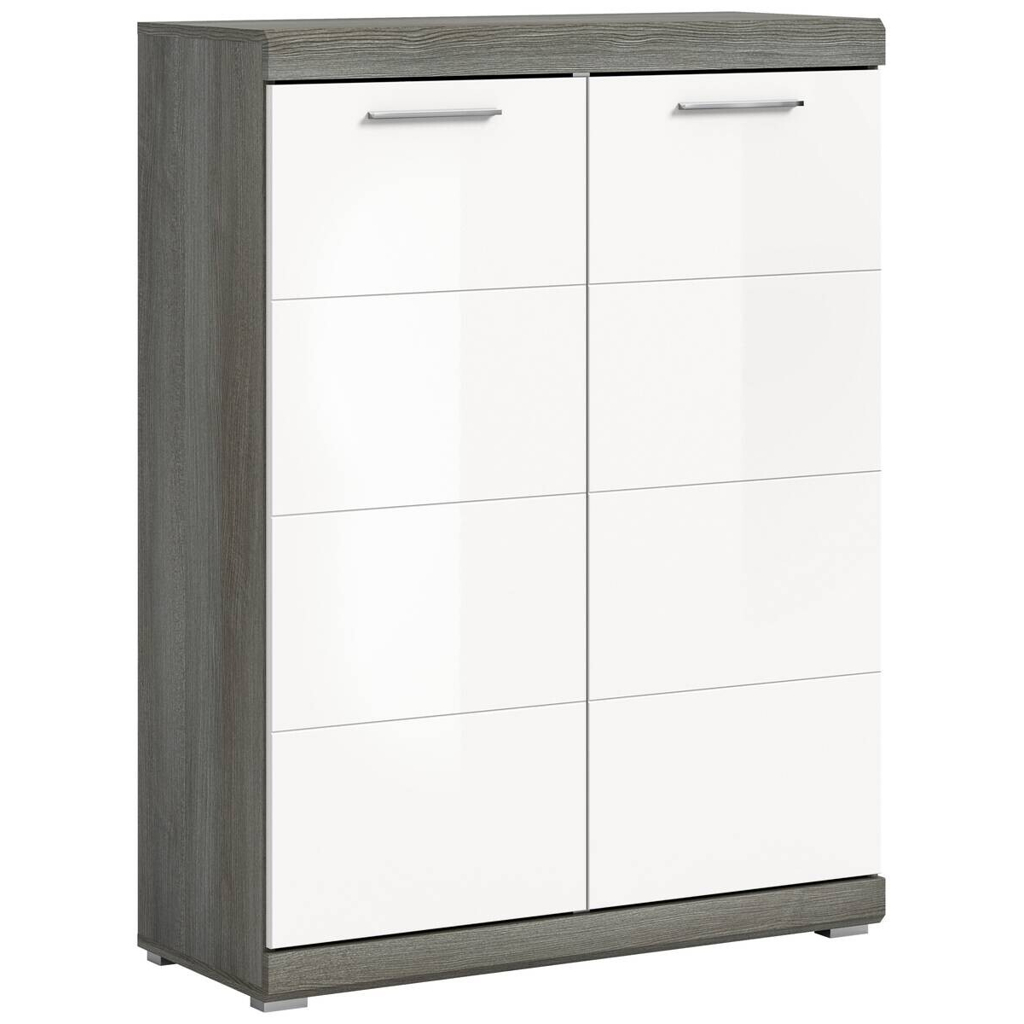 xonox.home Schuhschrank SCOUT Rauchsilber Nachbildung weiß Hochglanz B/H/T: ca. 90x120x37 cm