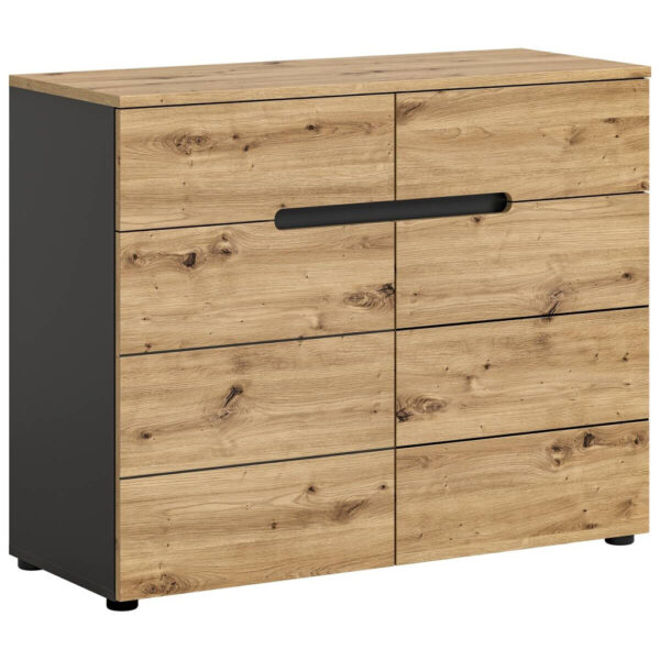xonox.home Kommode CANU edles Basaltgrau Nachbildung Eiche Artisan Nachbildung B/H/T: ca. 100x81x40 cm