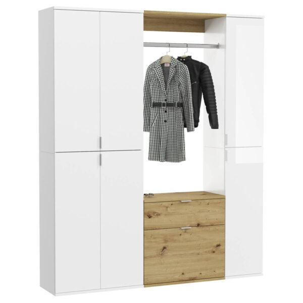 Garderobe PROJEKT
weiß Eiche Artisan Nachbildung weiß Hochglanz B/H/T: ca. 152x193x34 cm