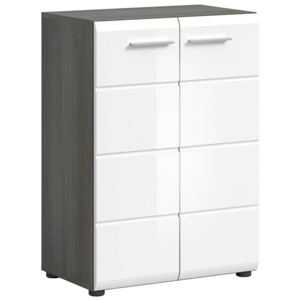 xonox.home Kommode SALSA Rauchsilber Nachbildung weiß Hochglanz B/H/T: ca. 60x85x37 cm
