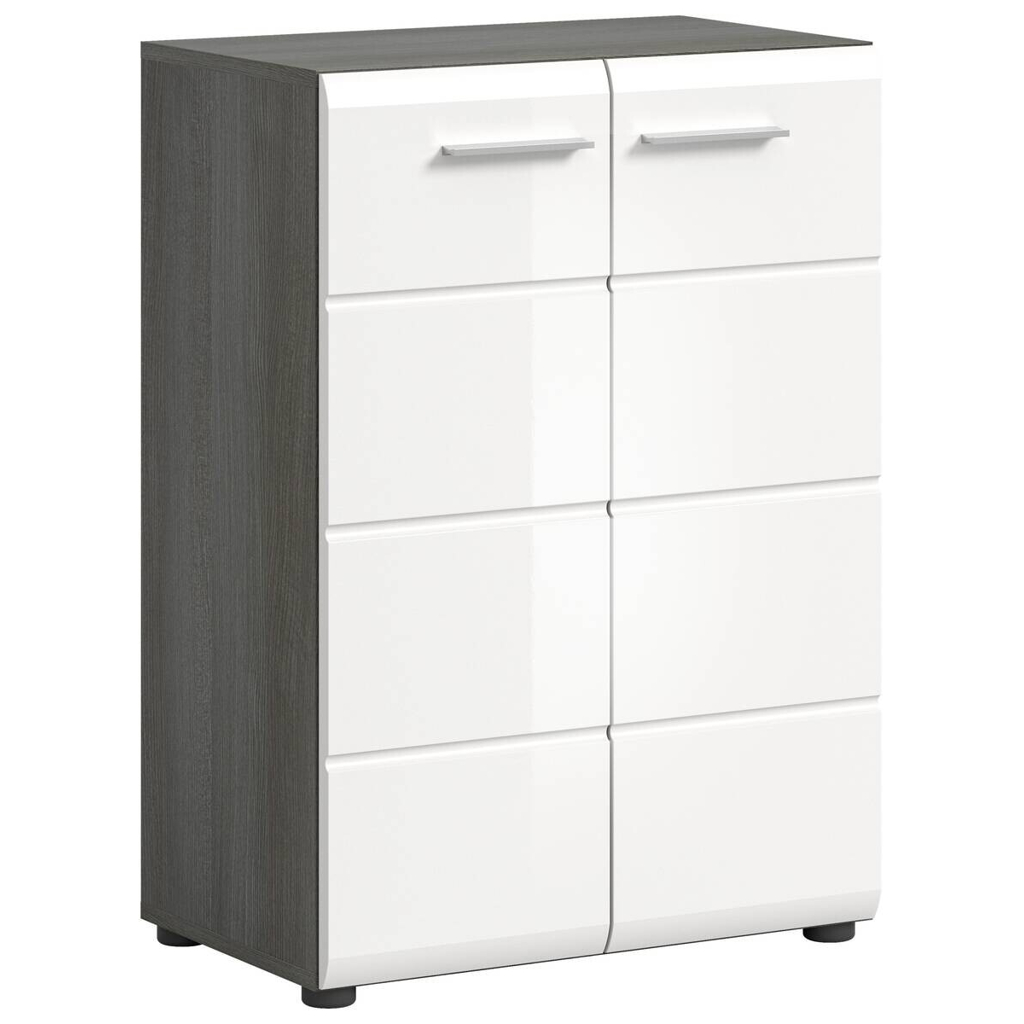 xonox.home Kommode SALSA Rauchsilber Nachbildung weiß Hochglanz B/H/T: ca. 60x85x37 cm