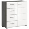 xonox.home Kommode SALSA Rauchsilber Nachbildung weiß Hochglanz B/H/T: ca. 75x85x37 cm