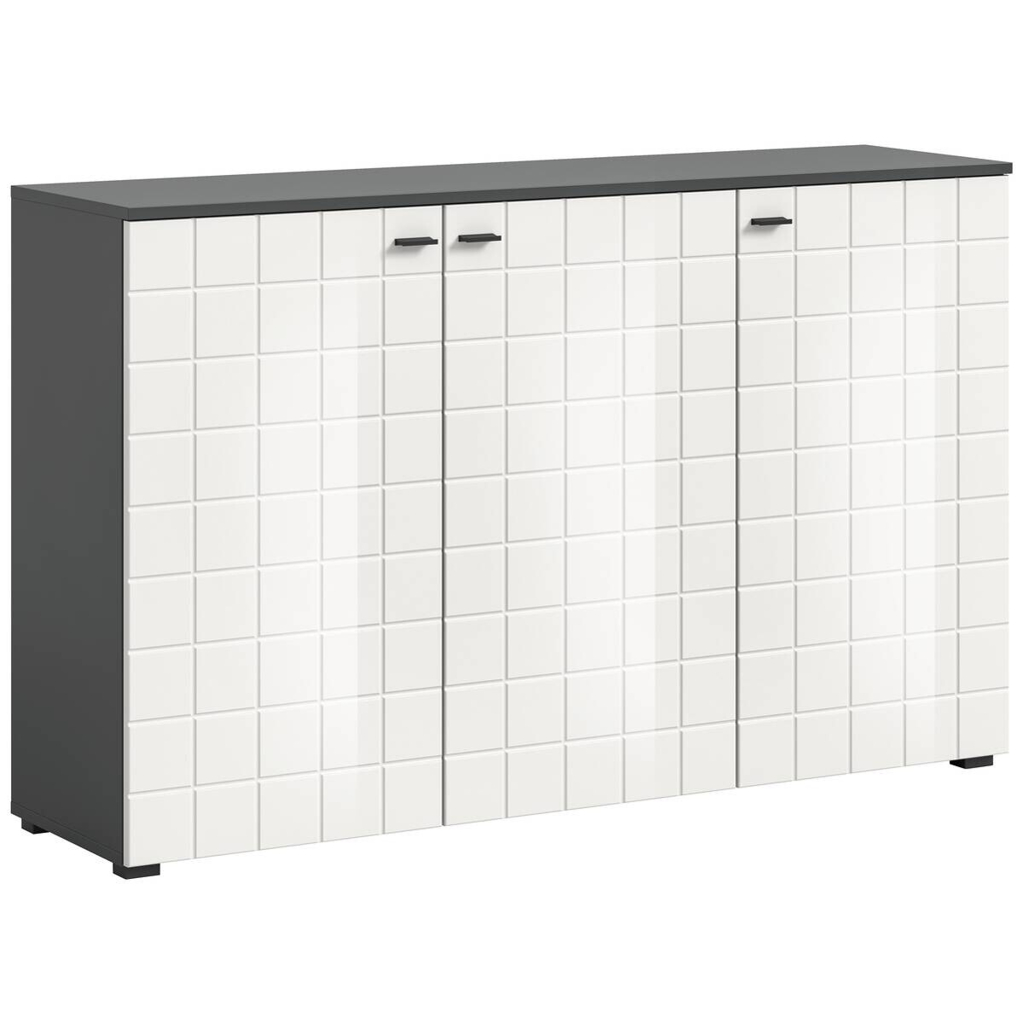 POCO Sideboard Monte anthrazit weiß Hochglanz B/H/T: ca. 138x86x37 cm
