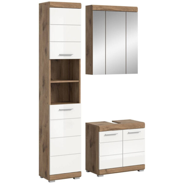 Badezimmer-Set Wave
weiß Hochglanz Nox Oak Nachbildung B/H/T: ca. 112x191x34 cm
