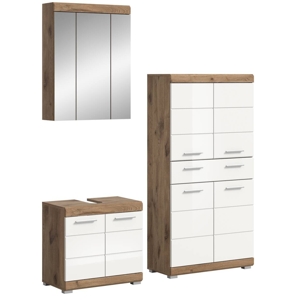 Badezimmer-Set Wave
weiß Hochglanz Nox Oak Nachbildung B/H/T: ca. 149x191x34 cm