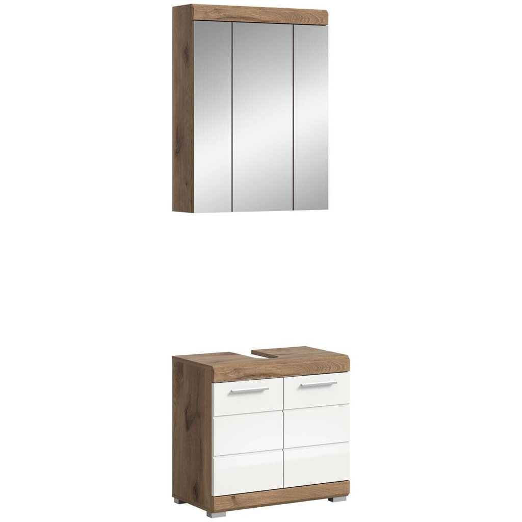 Badezimmer-Set Wave
weiß Hochglanz Nox Oak Nachbildung B/H/T: ca. 60x191x34 cm