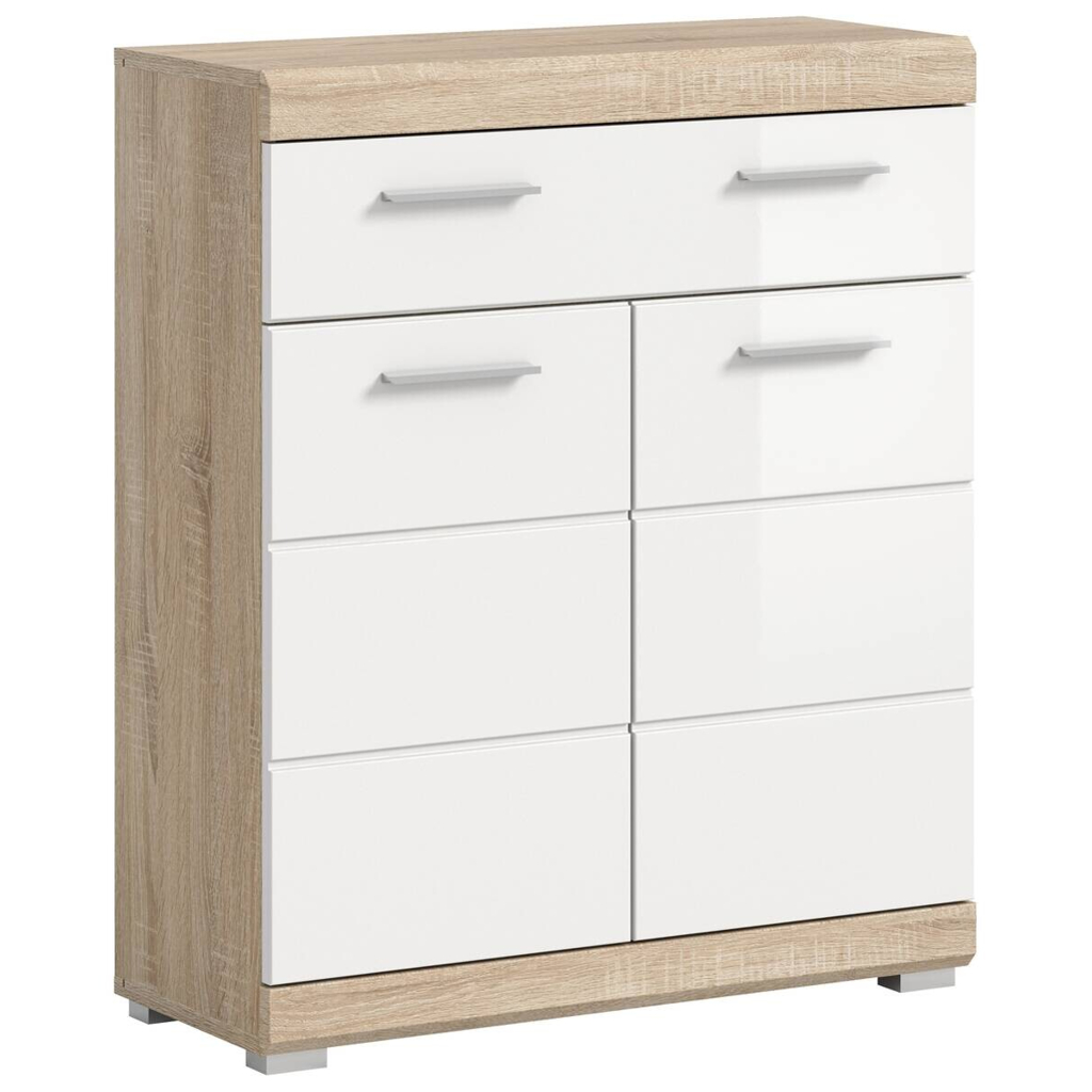 xonox.home Schrank Lambada Eiche Sonoma Nachbildung weiß Hochglanz B/H/T: ca. 74x88x31 cm