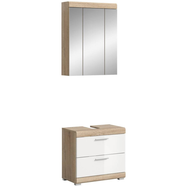 4066432025048-1 Badezimmer-Set Lambada
Eiche Sonoma Nachbildung weiß Hochglanz B/H/T: ca. 60x191x37 cm