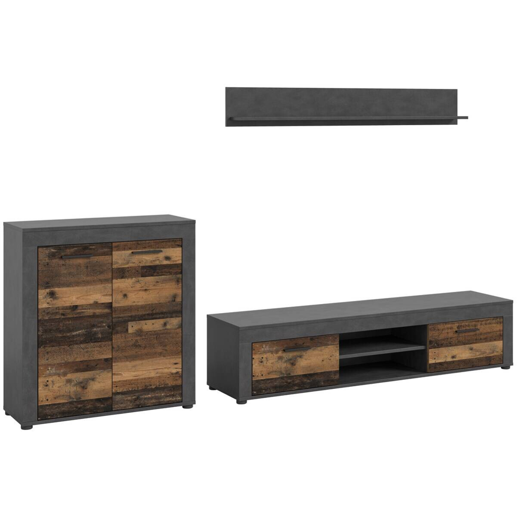 Wohnwand Jam
Matera Nachbildung Old Wood Nachbildung B/H/T: ca. 159x255x35 cm