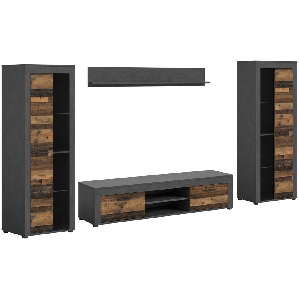 Wohnwand Jam
Matera Nachbildung Old Wood Nachbildung B/H/T: ca. 159x310x35 cm