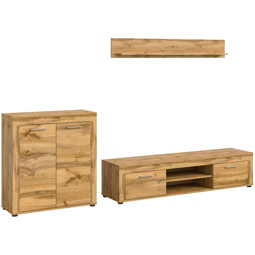 xonox.home - Wohnwand Jam Eiche Wotan Nachbildung B/H/T: ca. 255x159x35 cm in Eiche