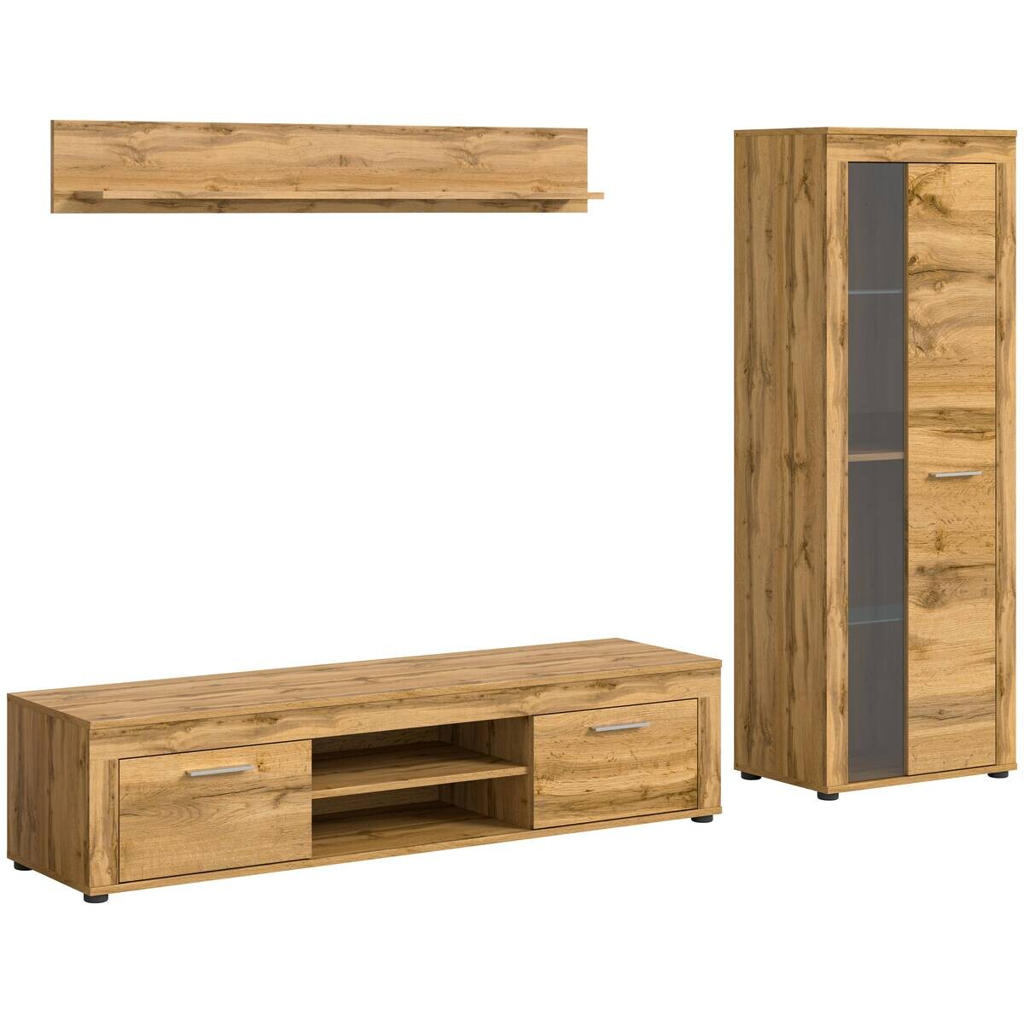 xonox.home - Wohnwand Jam Eiche Wotan Nachbildung B/H/T: ca. 235x159x35 cm in Eiche