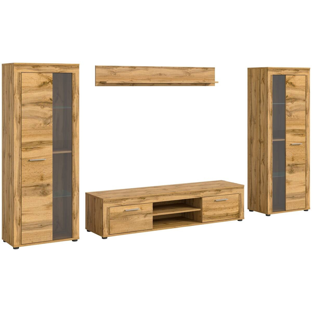xonox.home - Wohnwand Jam Eiche Wotan Nachbildung B/H/T: ca. 310x159x35 cm in Eiche