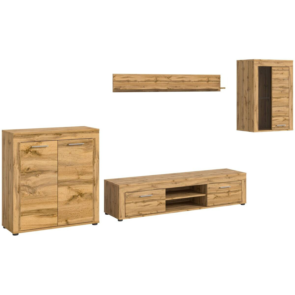 xonox.home - Wohnwand Jam Eiche Wotan Nachbildung B/H/T: ca. 330x169x35 cm in Eiche