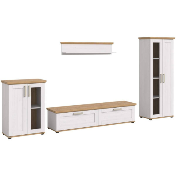 Wohnwand VERONA
Lärche Nachbildung Eiche Nachbildung B/H/T: ca. 316x161x40 cm