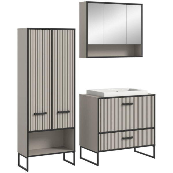 4066432034262 Badezimmer-Set BAGNO
schwarz Kaschmirgrau Nachbildung B/H/T: ca. 154x192x48 cm