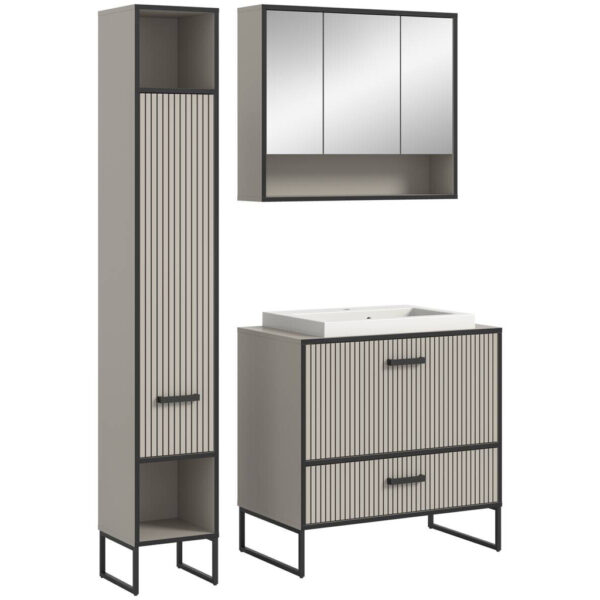 4066432034279 Badezimmer-Set BAGNO
schwarz Kaschmirgrau Nachbildung B/H/T: ca. 125x192x48 cm