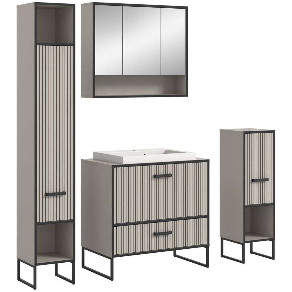 Badezimmer-Set BAGNO
schwarz Kaschmirgrau Nachbildung B/H/T: ca. 170x192x48 cm
