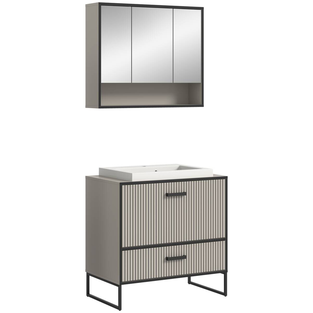 Badezimmer-Set BAGNO
schwarz Kaschmirgrau Nachbildung B/H/T: ca. 80x192x48 cm