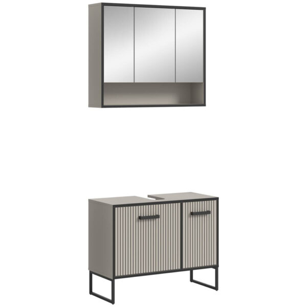 4066432034330 Badezimmer-Set BAGNO
schwarz Kaschmirgrau Nachbildung B/H/T: ca. 80x192x36 cm