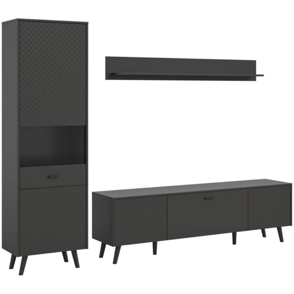 Wohnwand LINEA
grau schwarz B/H/T: ca. 258x195x40 cm