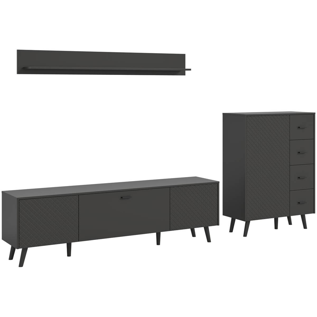 Wohnwand LINEA
grau schwarz B/H/T: ca. 269x175x40 cm