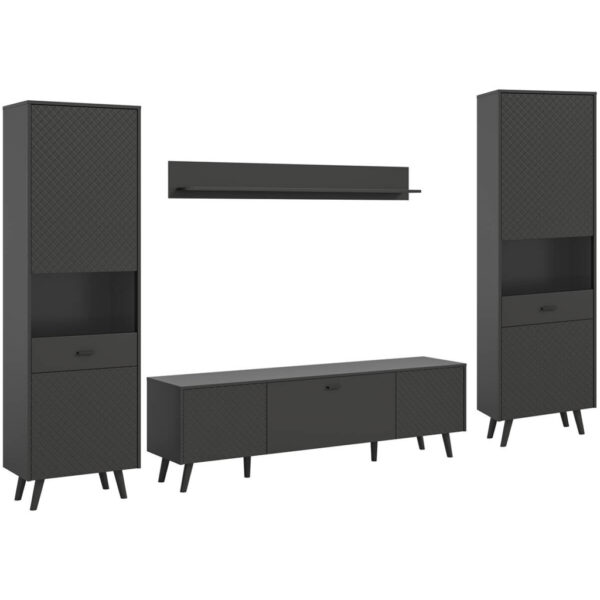 4066432034415 Wohnwand LINEA
grau schwarz B/H/T: ca. 331x195x40 cm