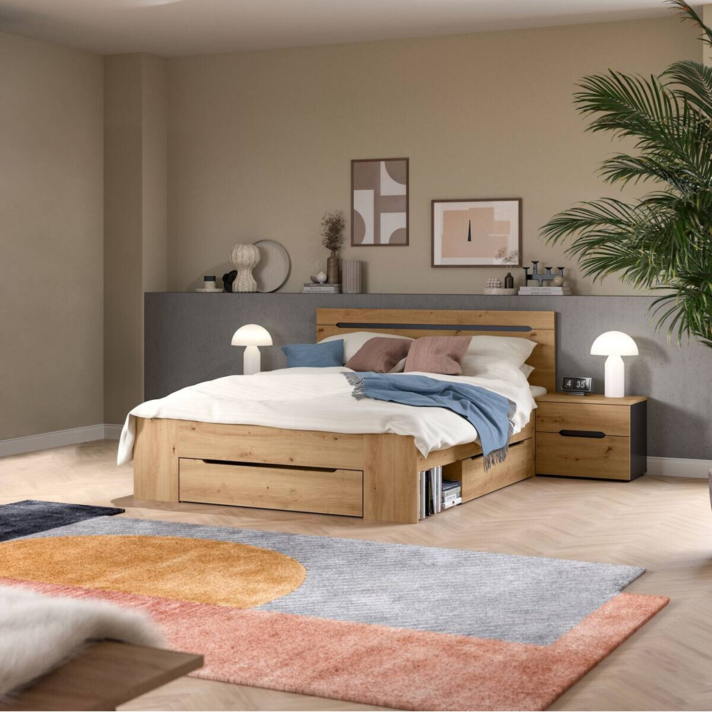 xonox.home Schlafzimmer CANU, Set basaltgrau Artisan Nachbildung B/H/T: ca. 244x87x205 cm