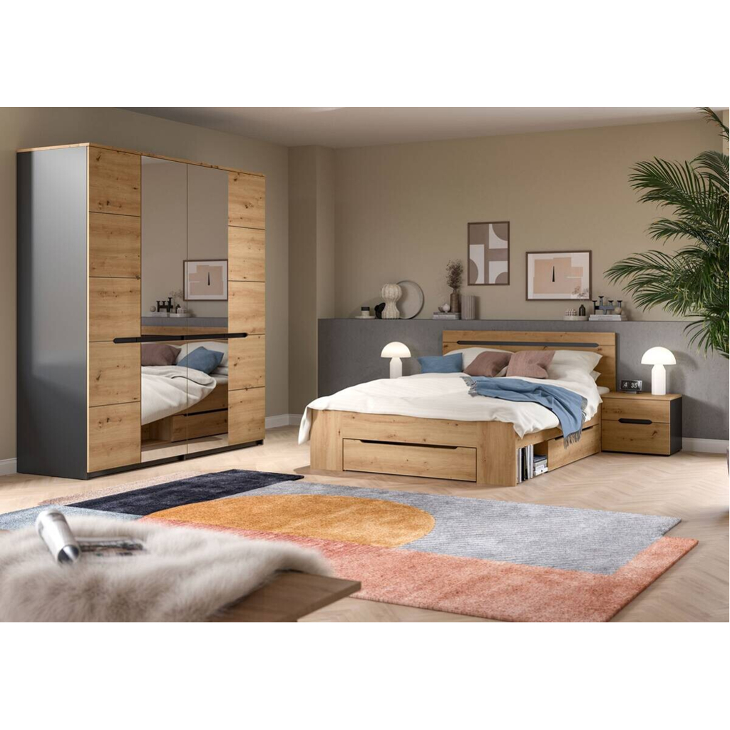 xonox.home Schlafzimmer CANU, Set basaltgrau Artisan Nachbildung