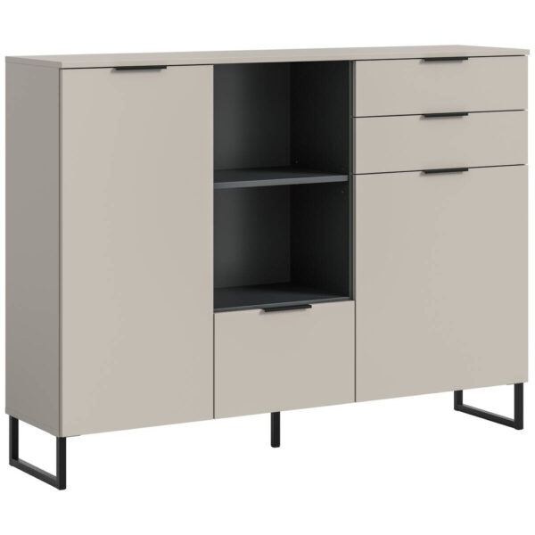 xonox.home Highboard Noida Kaschmirgrau Nachbildung schwarz B/H/T: ca. 112x150x37 cm