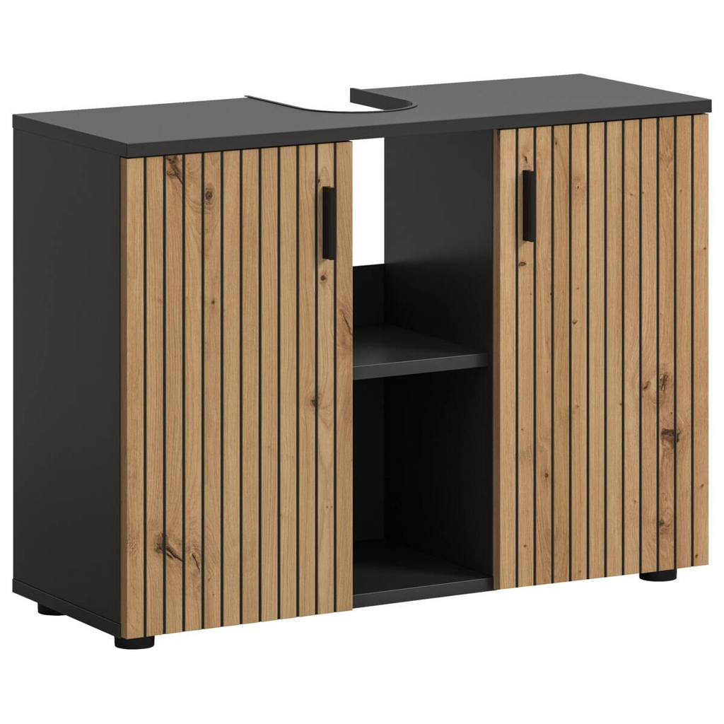 Waschbeckenunterschrank Mone
Basalt Nachbildung Artisan Oak Nachbildung B/H/T: ca. 80x59x30 cm