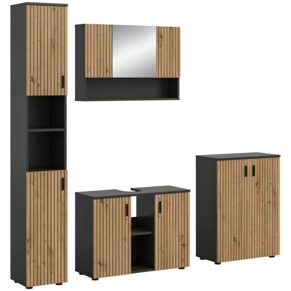 Badezimmer-Set Mone
Basalt Nachbildung Artisan Oak Nachbildung B/H/T: ca. 200x192x30 cm