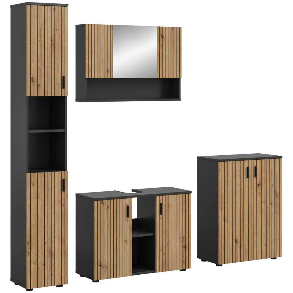 Badezimmer-Set Mone
Basalt Nachbildung Artisan Oak Nachbildung B/H/T: ca. 200x192x30 cm