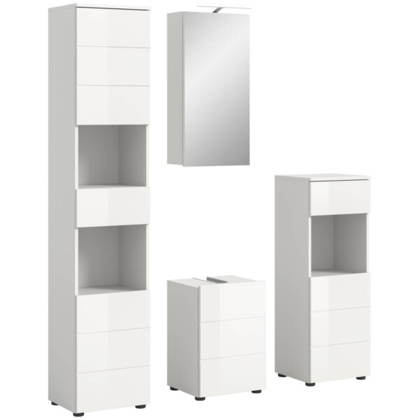4066432040010-1 Badezimmer-Set VIRA
weiß weiß Hochglanz B/H/T: ca. 144x190x34 cm