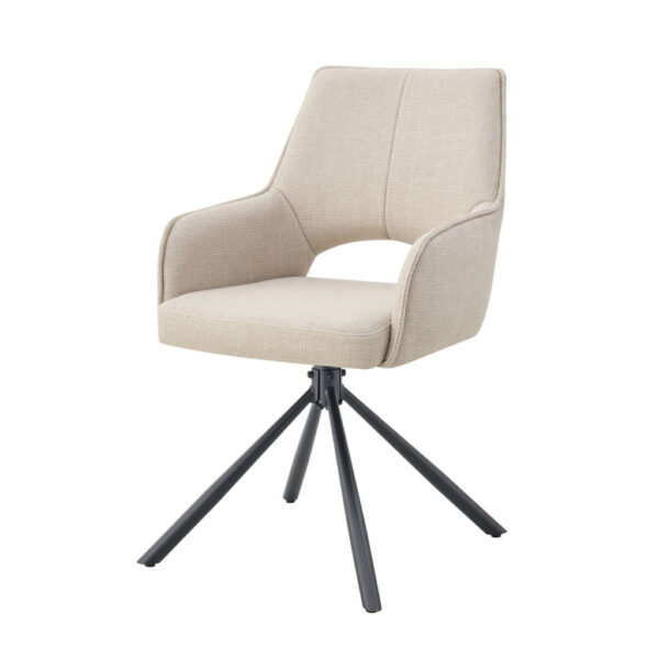 xonox.home Drehstuhl JANA, 2er Set creme schwarz Webstoff B/H/T: ca. 57x91x64 cm