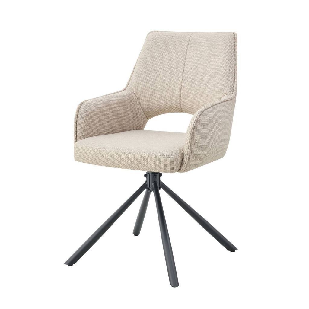 xonox.home Drehstuhl JANA, 2er Set creme schwarz Webstoff B/H/T: ca. 57x91x64 cm