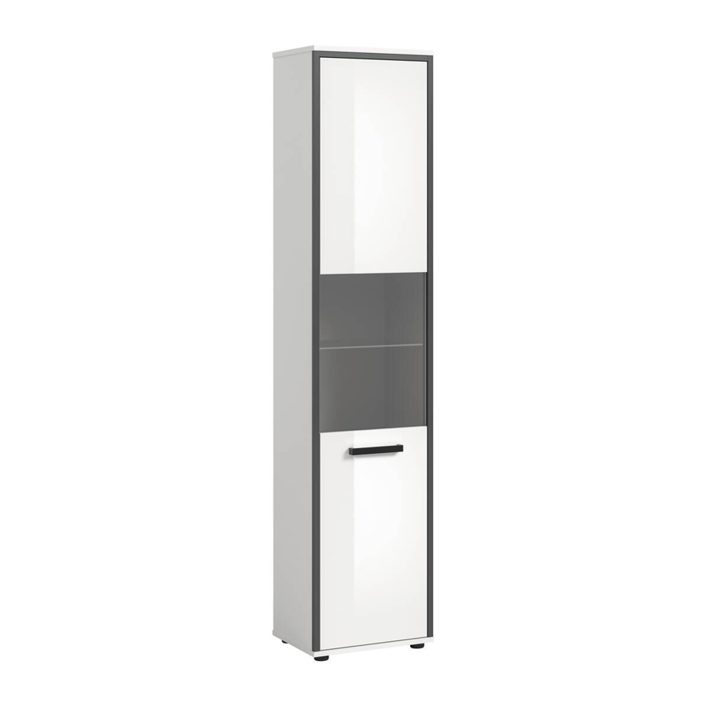 xonox.home Midischrank KOJAK weiß Hochglanz anthrazit grau B/H/T: ca. 40x188x34 cm