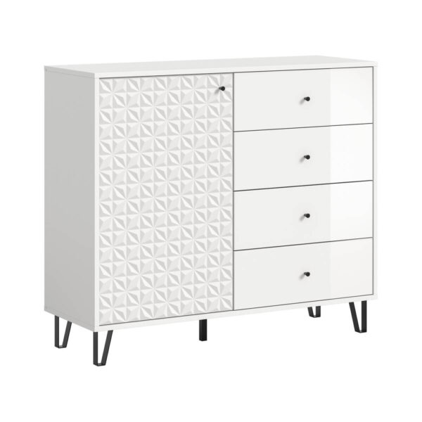xonox.home Highboard PRISMA weiß weiß Hochglanz B/H/T: ca. 110x96x40 cm
