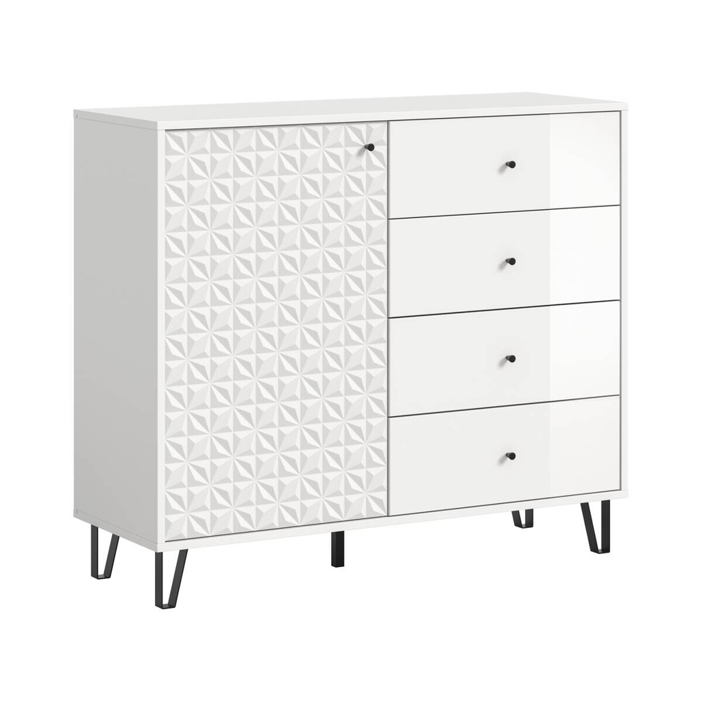 xonox.home Highboard PRISMA weiß weiß Hochglanz B/H/T: ca. 110x96x40 cm