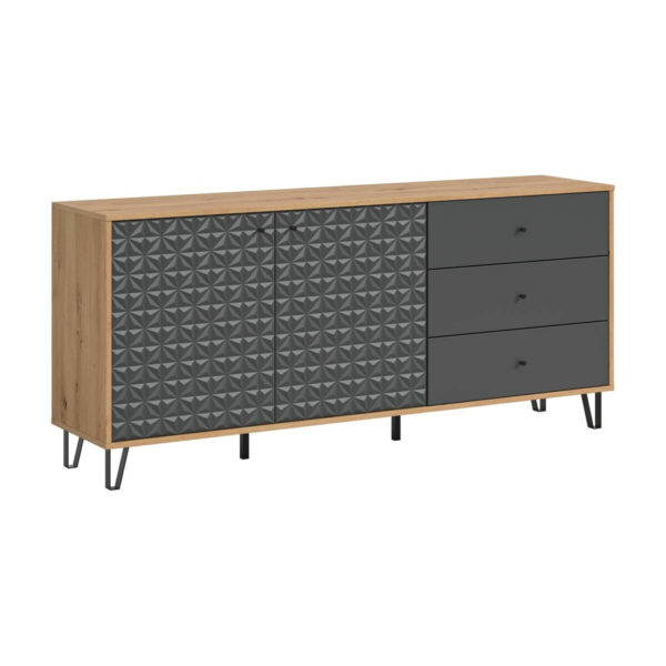 xonox.home Sideboard PRISMA Artisan Oak Nachbildung anthrazit matt B/H/T: ca. 170x76x40 cm