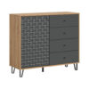 xonox.home Highboard PRISMA Artisan Oak Nachbildung anthrazit matt B/H/T: ca. 110x96x40 cm