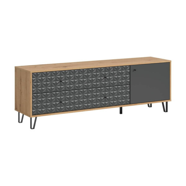 xonox.home Lowboard PRISMA Artisan Oak Nachbildung anthrazit matt B/H/T: ca. 164x56x40 cm xonox.home Lowboard PRISMA Artisan Oak Nachbildung anthrazit matt B/H/T: ca. 164x56x40 cm