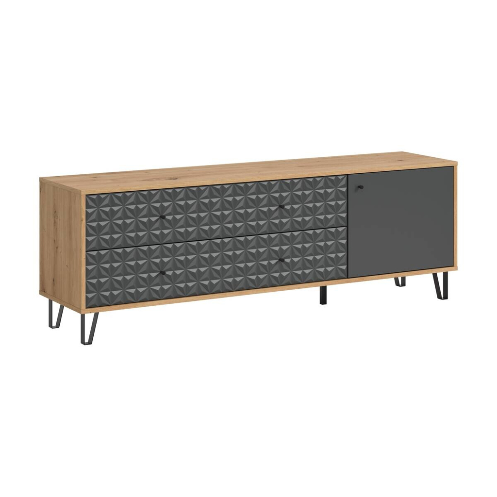 xonox.home Lowboard PRISMA Artisan Oak Nachbildung anthrazit matt B/H/T: ca. 164x56x40 cm