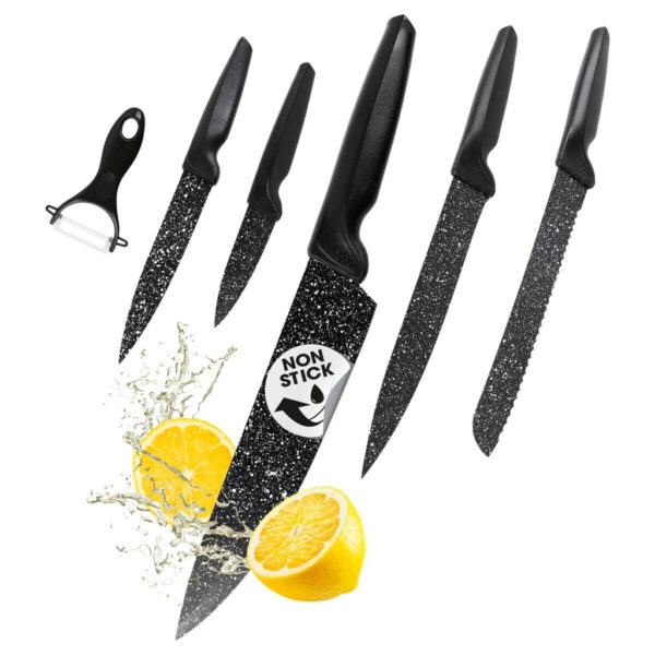 GOURMETmaxx Messerset schwarz Stahl 6 tlg