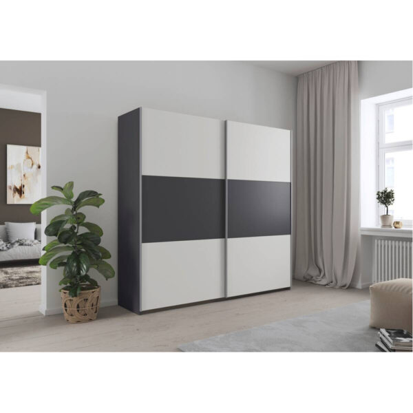 POCO Kleiderschrank Oslo Alpinweiß grau B/H/T: ca. 218x210x59 cm