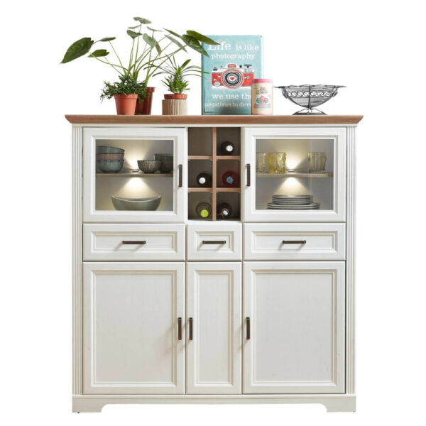 POCO Highboard Jasmin weiß Pinie Nachbildung Eiche Artisan Nachbildung B/H/T: ca. 143x150x42 cm POCO Highboard Jasmin weiß Pinie Nachbildung Eiche Artisan Nachbildung B/H/T: ca. 143x150x42 cm
